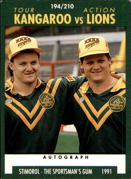 1991 Stimorol NRL #194 Tour Action Kangaroo vs Lions Front